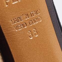 Pre Owned Fendi Black/Beige Suede Peep Toe Platform Pumps Size 38