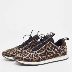 مملوكة مسبقًا Fendi Brown Nylon F Freedom Low Top Sneakers Size 38