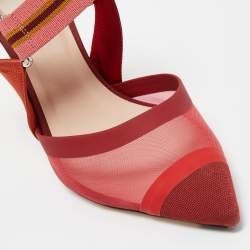 Pre Owned Fendi Multicolor  Mesh and Canvas Colibri Slingback Pumps Size 40