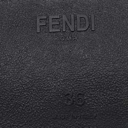 Pre Owned Fendi Grey Floral Embroidered Knit Fabric Slip On Sneakers Size 36