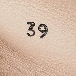 Pre Owned Fendi Black/Grey Leather and Velvet Bow Ballet Flats Size 39