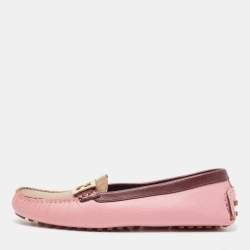 Pre Owned Fendi Tricolor Leather FF Buckle Loafers Size 41