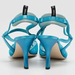 Pre Owned Fendi Blue Satin and Tulle Fabric Colibri Slingback Pumps Size 38