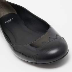 مملوكة مسبقًا Fendi Black Patent Leather Cap Toe Ballet Flats Size 37.5