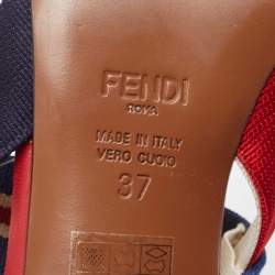 Pre Owned Fendi Tricolor Zucca Mesh and Leather Colibri Slingback Pumps Size 37