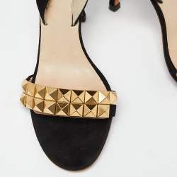 Fendi Black Suede Studded Slingback Sandals Size 39