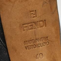 Fendi Grey Leather Bow Peep Toe Platform Pumps Size 40