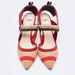 مملوكة مسبقًا Fendi Multicolor Mesh and Fabric Colibri Slingback Pumps Size 40