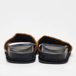 Pre Owned Fendi Tricolor Zucca Velvet Flat Slides Size 39
