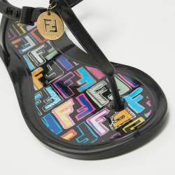 Fendi Black Jelly Sunny Thong Flat Sandals Size 40