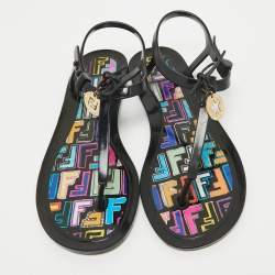 Fendi Black Jelly Sunny Thong Flat Sandals Size 40