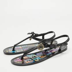 Fendi Black Jelly Sunny Thong Flat Sandals Size 40