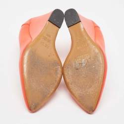 Pre Owned Fendi Orange Leather Wedge Pumps Size 38.5