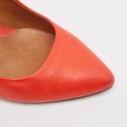 Pre Owned Fendi Orange Leather Wedge Pumps Size 38.5