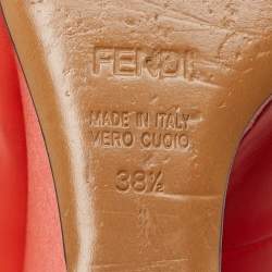 Pre Owned Fendi Orange Leather Wedge Pumps Size 38.5