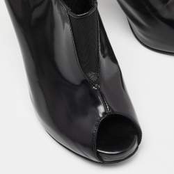 Fendi Black Patent Leather and Mesh Open Toe Booties Size 36