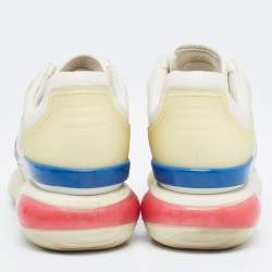 Pre Owned Fendi Cream Leather and Rubber Fendi-Fila Mania Logo Low Top Sneakers Size 36