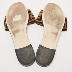 Fendi Black/Brown Zucca Velvet Slide Flats Size 39