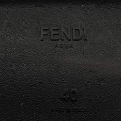 Pre Owned Fendi Black/Brown Knit Fabric and Canvas Sock High Top  Sneakers Size 40