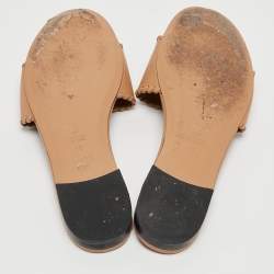 Fendi Light Brown Leather Flat Slides Size 40