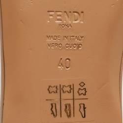 Fendi Light Brown Leather Flat Slides Size 40