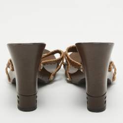 Fendi Brown Leather Wadge Sandals Size 39