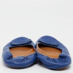  Fendi Blue Leather Let's Dance Bow Ballet Flats Size 39.5