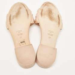 Fendi Pink Leather FF Embossed Slides Size 37