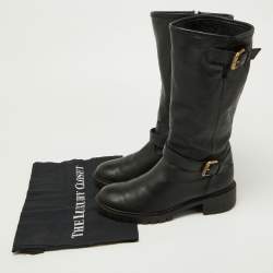 مملوكة مسبقًا Fendi Black Leather Knee Length Boots Size 36
