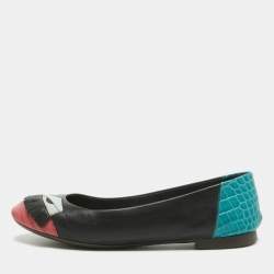 Fendi Multicolor Croc Embossed Leather and Leather Monster Ballet Flats Size 36 Fendi TLC