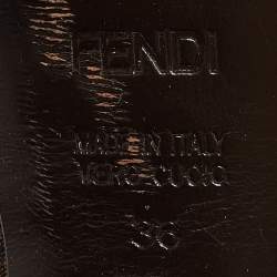 Pre Owned Fendi Brown Zucca Canvas Fendista Peep Toe Slingback Pumps Size 36