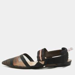 Fendi Multicolor Mesh and Leather Slingback Colibri Flats Size 37