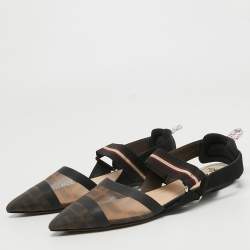 Fendi Multicolor Mesh and Leather Slingback Colibri Flats Size 37