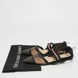Fendi Multicolor Mesh and Leather Slingback Colibri Flats Size 37
