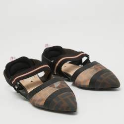 Fendi Multicolor Mesh and Leather Slingback Colibri Flats Size 37