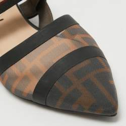 Fendi Multicolor Mesh and Leather Slingback Colibri Flats Size 37