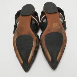 Fendi Multicolor Mesh and Leather Slingback Colibri Flats Size 37