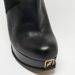 Pre Owned Fendi Black Calf and Leather Knee Length Boots Size 40