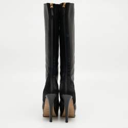 Pre Owned Fendi Black Calf and Leather Knee Length Boots Size 40