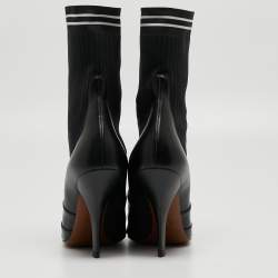 مملوكة مسبقًا Fendi Black Leather and Fabric Ankle Boots Size 38