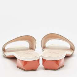 Fendi Grey Patent Leather Slide Sandals Size 40