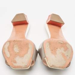 Fendi Grey Patent Leather Slide Sandals Size 40