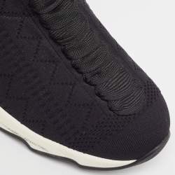 Fendi Black Knit Fabric Rockoko High Top Sneakers Size 38    