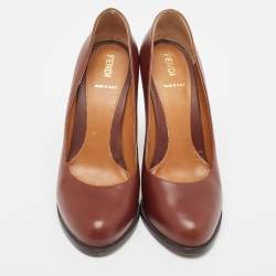 Pre Owned Fendi Burgundy Leather Pumps Size 39