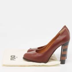 Pre Owned Fendi Burgundy Leather Pumps Size 39