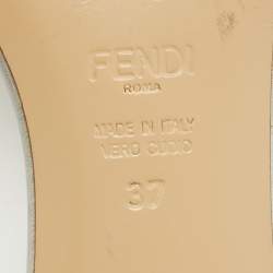Fendi Metallic Leather Crystal Embellished Flowerland Slide Sandals Size 37