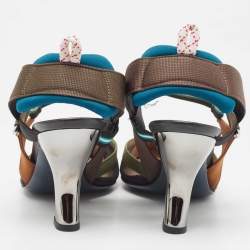 Pre Owned Fendi Black Mesh and Fabric Colibri Slingback Pumps Size 37.5