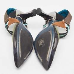 Pre Owned Fendi Black Mesh and Fabric Colibri Slingback Pumps Size 37.5