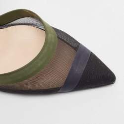 Pre Owned Fendi Black Mesh and Fabric Colibri Slingback Pumps Size 37.5