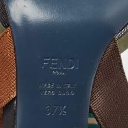 Pre Owned Fendi Black Mesh and Fabric Colibri Slingback Pumps Size 37.5